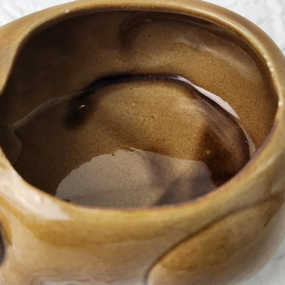 Pig Planter Small Brown Vintage Ceramic Succulent Pot Animal Decor